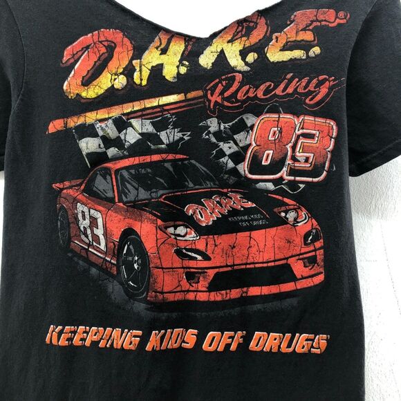 Dare To Keep Kids Off Drugs Distressed Up-Cycled T Shirt Black Sz S 100% Cotton - Picture 2 of 10